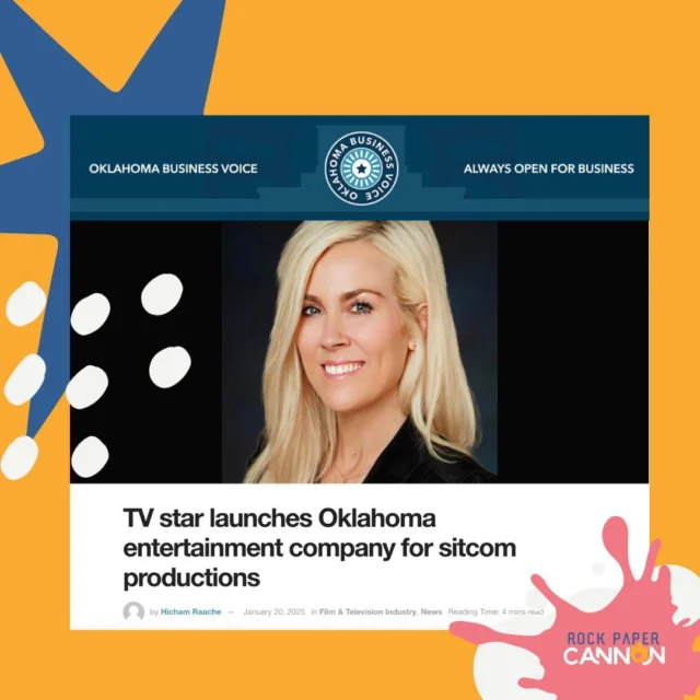 Thank you for always putting a spotlight on Oklahoma businesses. We believe Oklahoma is a special place and our culture resonates with so many. Laughter is healing and brings people together showing us we are more alike than different. The world needs more of that. Let it begin with us. 

“OKLAHOMA CITY (OBV) – Rachel Cannon, an Oklahoma native who co-starred in the hit television sitcom Fresh Off the Boat, is launching a new entertainment company that aims to develop live-audience sitcoms in Oklahoma.

Cannon’s new company is called Rock Paper Cannon, and she aspires to build a Middle America comedy hub that produces entertainment for live audiences with a focus on multi-camera sitcoms.

Both a television star and former studio CEO, Cannon plans to partner with entertainment industry talent to elevate Oklahoma’s creative industry, expand job opportunities and grow the state’s economy. In addition to having a recurring role on Fresh Off the Boat, Cannon’s 80-plus network tv credits include Two and a Half Men, Big Bang Theory and Mad Men. She is also the former CEO of Prairie Surf Studios in Oklahoma City and helped recruit major productions to Oklahoma, including Tulsa King and Twisters. She now wants to make Oklahoma a destination for television productions.”

#oklahomasitcoms #oklahoma #liveaudiencesitcoms #rachelcannon #rockpapercannon